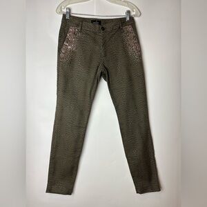 Mason's Forte Dei Marmi Army Green Leopard Print Embellished Jeans